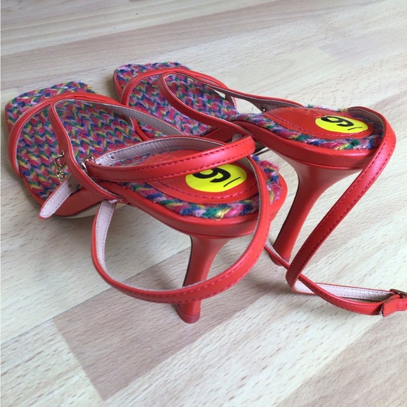 Coach Kaia Poppy Strappy Leather Sandal Rainbow - Picture 14 of 16